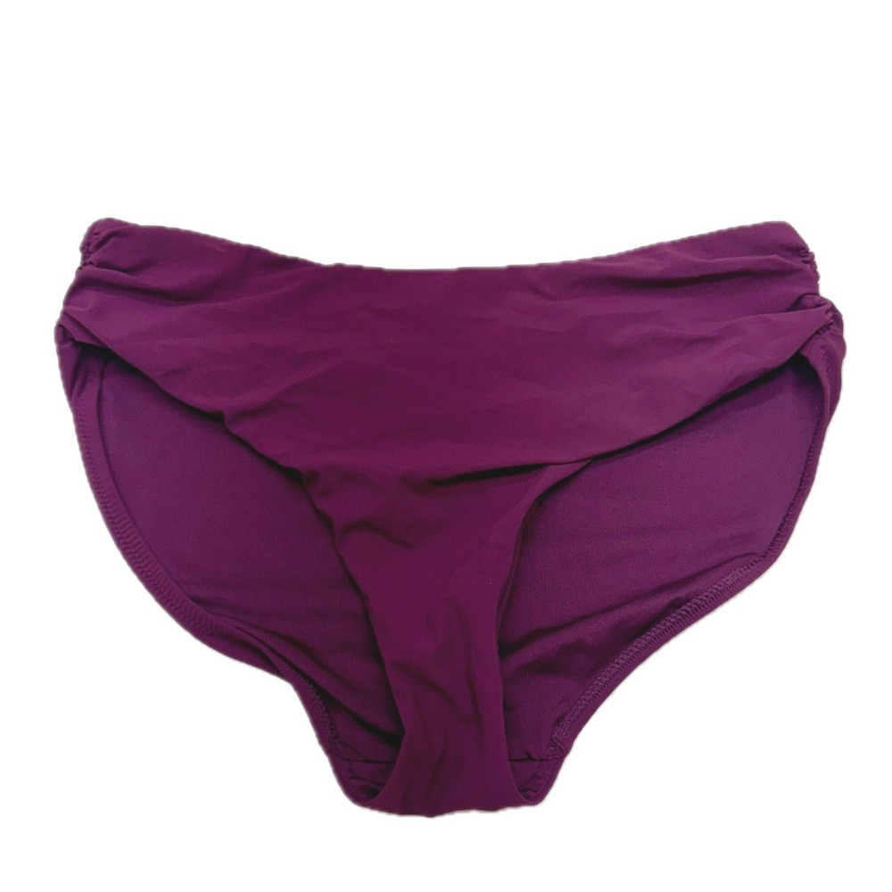 Athleta Swim Bikini Bottom Womens Small Purple Ruched Mid Rise Athletic Beach